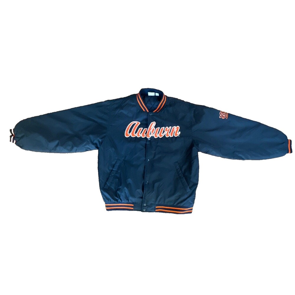 Vintage Auburn Tigers Jacket Red Oak Sportswear Mens Large Quilted Snap Button